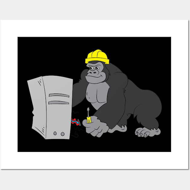 Computer Engineering T-Shirt | Gorilla Repairing Gift Wall Art by Gawkclothing